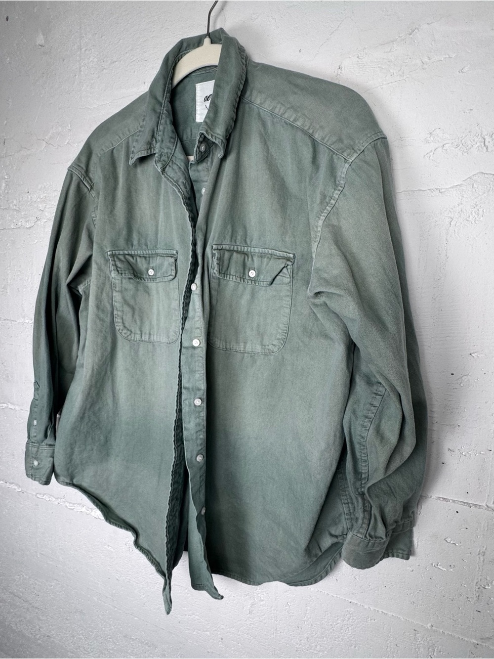 Aerie Green‎ Workman’s Cotton Oversized Button-Down Shirt Button Front Work